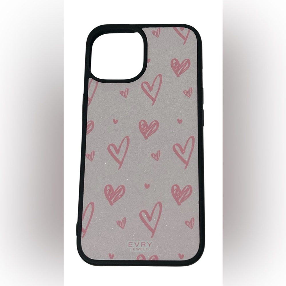 EVRY JEWELS PHONE CASE IPHONE 14 PINK HEARTS